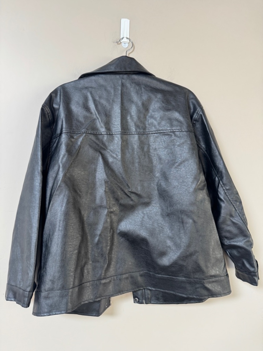 Princess Polly “Callie” Oversized Black Faux Leather zipped Jacket sz 4 - Picture 12 of 16